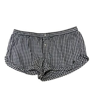 2008 gingham navy and white low rise micro pajama shorts